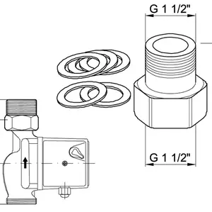 Grundfos, Typ 1, Adapter, med packningar, G50 x Rp50 Billigare