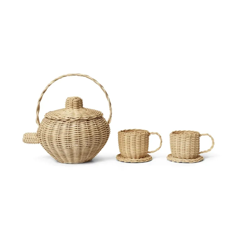 Extra rabatt Rattan teservis 3 delar från Ferm Living