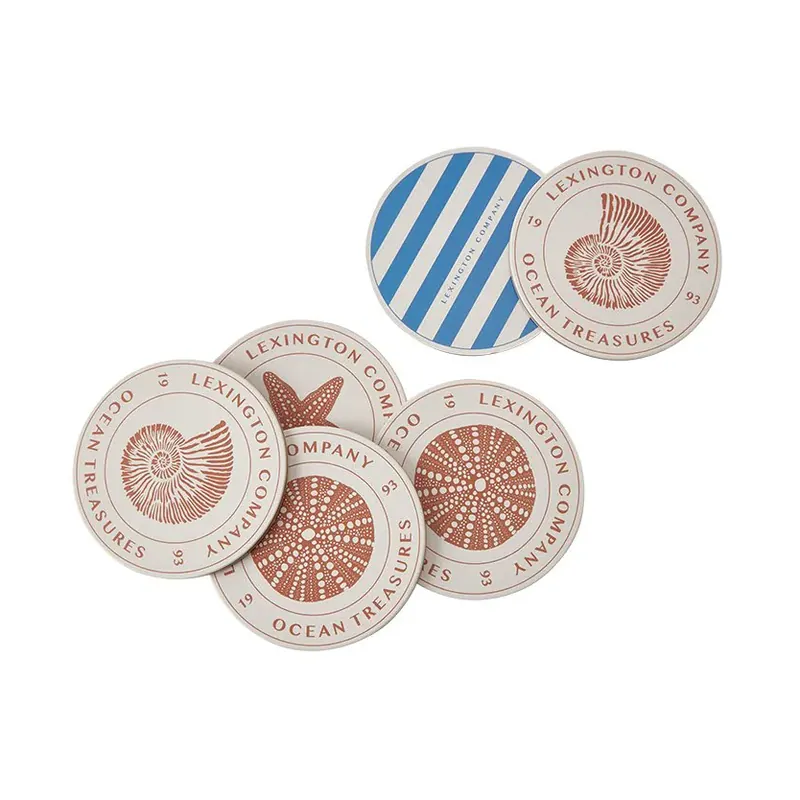 risnedsättning Ocean Treasures glasunderlägg Ø9,5 cm 6-pack från Lexington