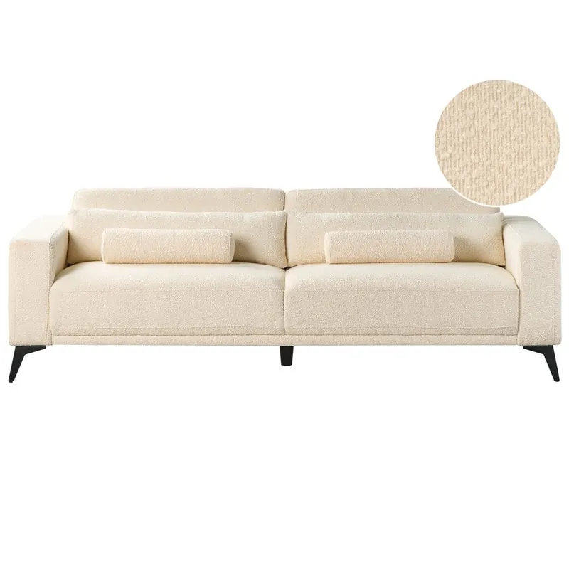 3-sits soffa Ange Vit, Svart/Bouclé - Möbler Kundfavorit
