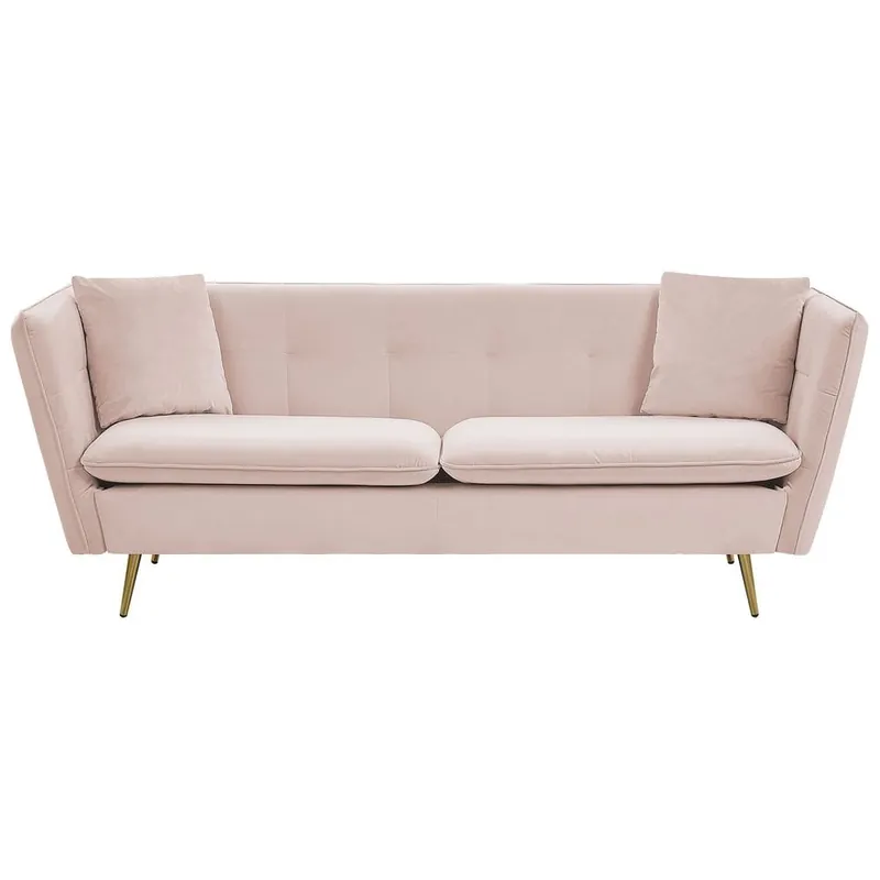 3-sits soffa Frederica Rosa, guld/Sammet - Möbler Handla nu