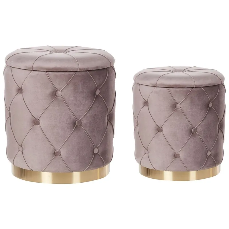 Puff Pueblo 2-pack Taupe, Grå, Guld - Möbler Premium