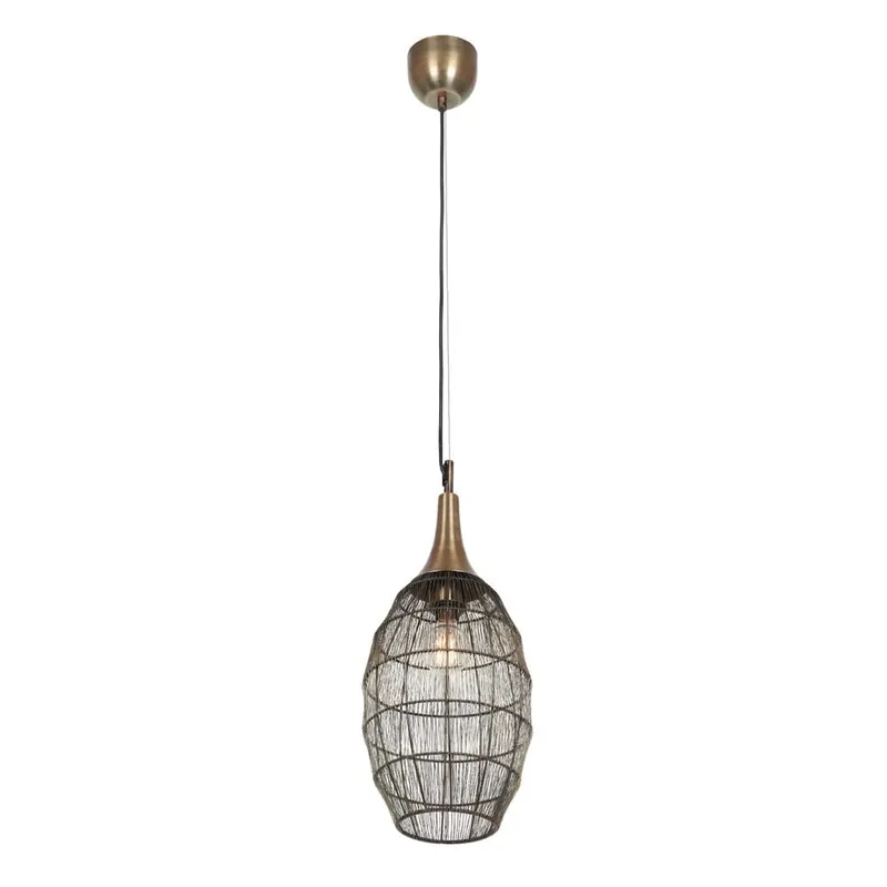 Snabb leverans Trio Lighting Taklampa Soraya 26x48 cm, Mattsvart/antik mässing - Belysning & el