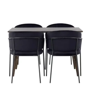 Venture Home Kaseidon Matgrupp 120 cm Rektangulär med 4 Selma Stolar Svart - Möbler Rea