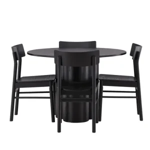 Fynd Venture Home Olivia Matgrupp 110 cm Rund med 4 Montros Stolar Svart - Möbler