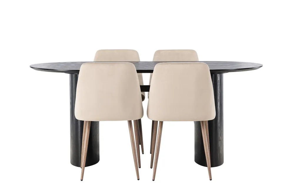 Kampanjpris Venture Home Isolde Matgrupp 180 cm Oval med 4 Night Stolar Svart - Möbler