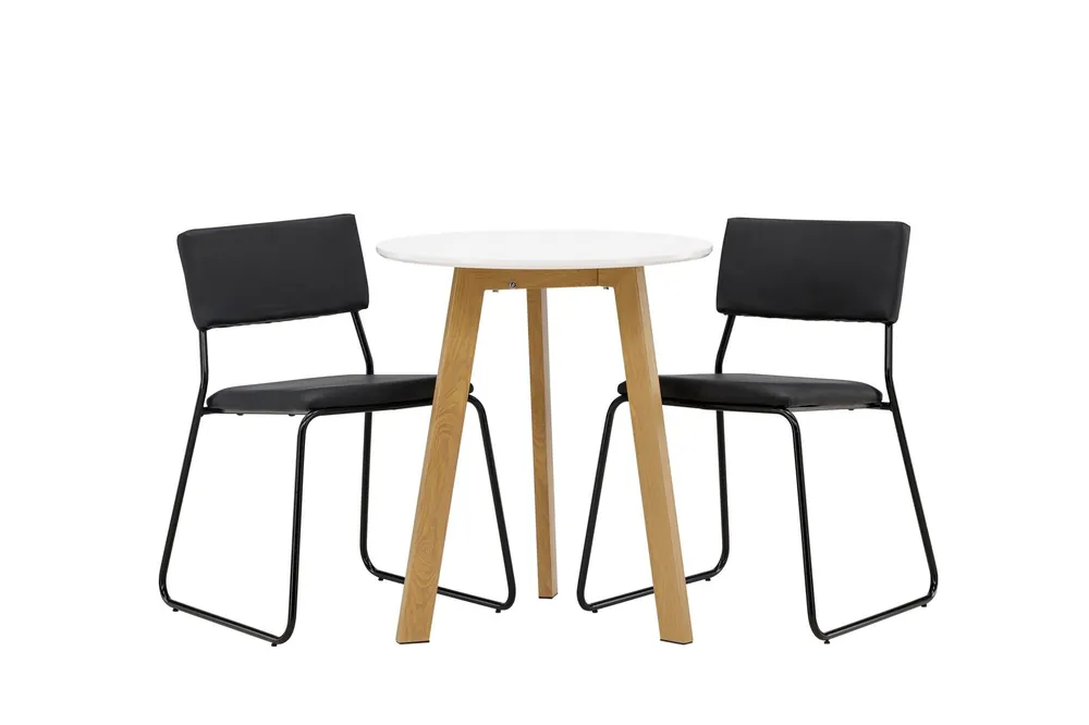 Venture Home Leonora Matgrupp 65 cm Rund med 2 Kenth Stolar Svart - Möbler Kundfavorit