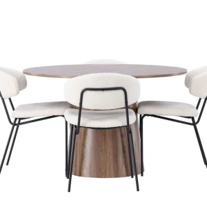 Venture Home Lanzo Matgrupp 120 cm Rund med 4 Chico Stolar Natur - Möbler Reapris