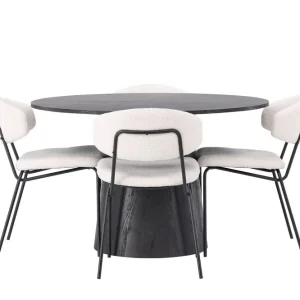 Venture Home Lanzo Matgrupp 120 cm Rund med 4 Chico Stolar Mocca - Möbler Kampanj