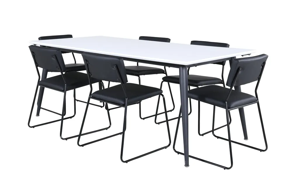 Venture Home Jimmy Matgrupp 195 cm Rektangulär med 6 Kenth Stolar Svart - Möbler Billig