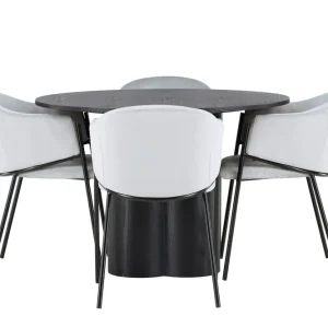 Venture Home Olivia Matgrupp 110 cm Rund med 4 Evelina Stolar Svart - Möbler Trygg betalning