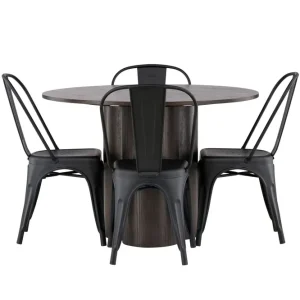Billigare Venture Home Olivia Matgrupp 110 cm Rund med 4 Tempe Stolar Svart - Möbler