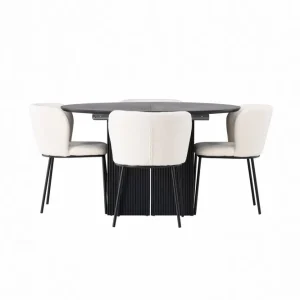 Venture Home Matilda Matgrupp 130 cm Rund med 4 Edina Stolar Svart - Möbler Snabb leverans