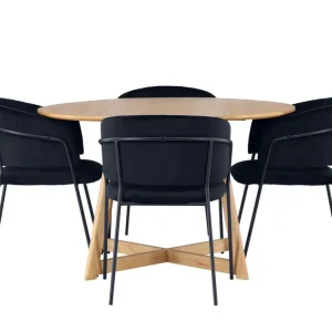 Billigare Venture Home Yakidon Matgrupp 120 cm Rund med 4 Selma Stolar Svart - Möbler