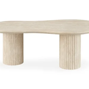 Andrarum Uppveda Asymmetriskt Soffbord Travertin Utseende 130x70 cm Beige - Möbler I lager