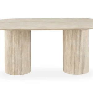 Säker betalning Andrarum Uppveda Ovalt Matbord 180x90 cm Travertin Utseende Beige - Möbler