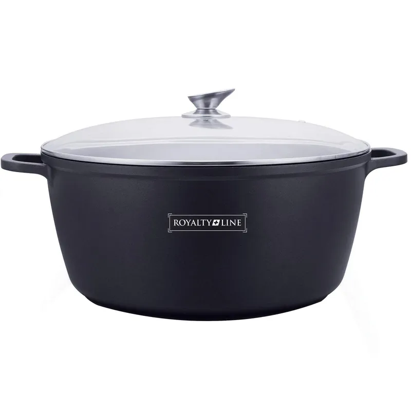 Endast idag Royalty Line RL-BS36M: Formgjuten gryta med glaslock - 36cm