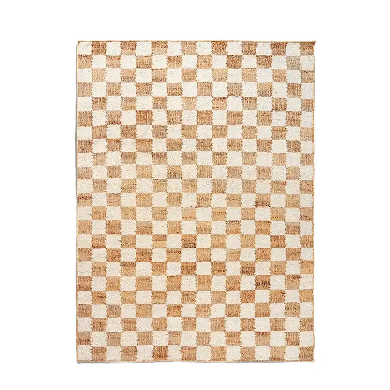 Handvävd Ullmatta Check 140x200 cm Off-White Kundfavorit