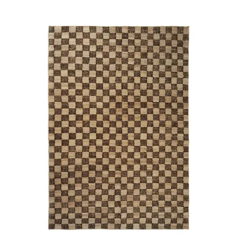 Handvävd Ullmatta Check 200x300 cm Coffee Erbjudandepris