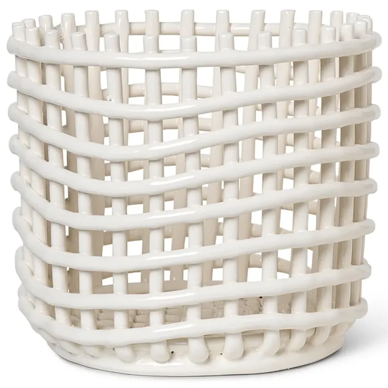Ceramic Flätad korg - Large - Off-white Rabatter