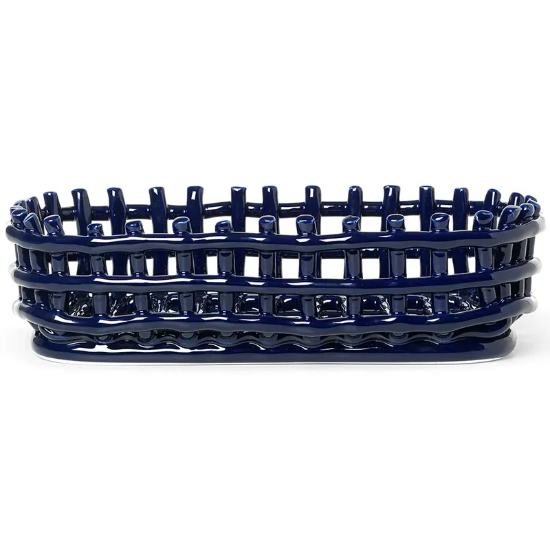 Trygg betalning Ceramic Flätad korg - Oval - Blue