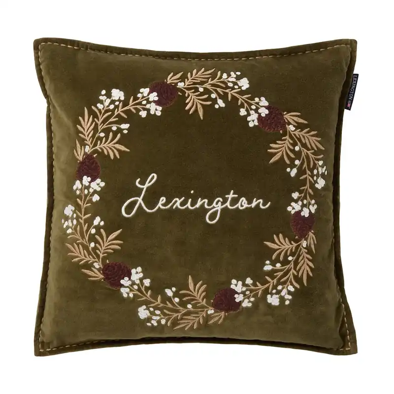 Fri frakt Wreath ekologisk bomullssammet kuddfodral 50x50 cm från Lexington