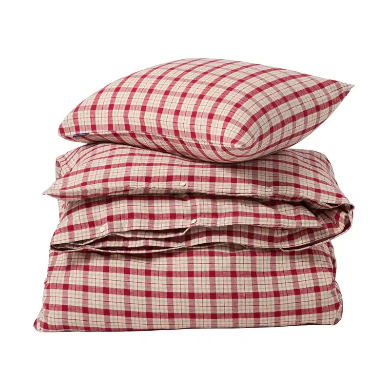 Erbjudande Red-beige Checked bomull flanell bäddset 2 delar från Lexington