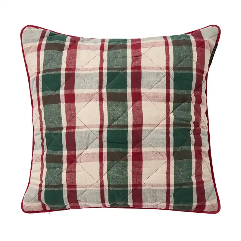 Rabatt Checked quiltad linne/bomull kuddfodral 50x50 cm från Lexington