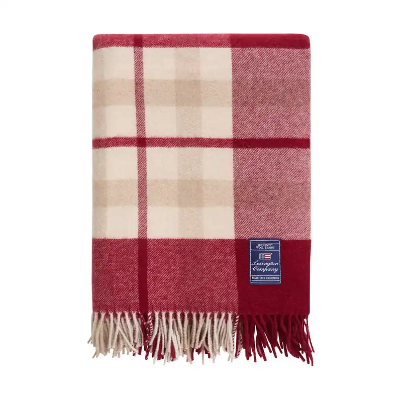 Red-beige Checked återvunnen ull pläd 130x170 cm från Lexington Erbjudande