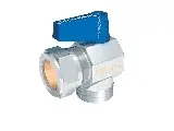 Broen, VSH Mini 1446 med vred, Kulventil vinkel, kläm x utvändig gänga, 15xR15x90° Fynd