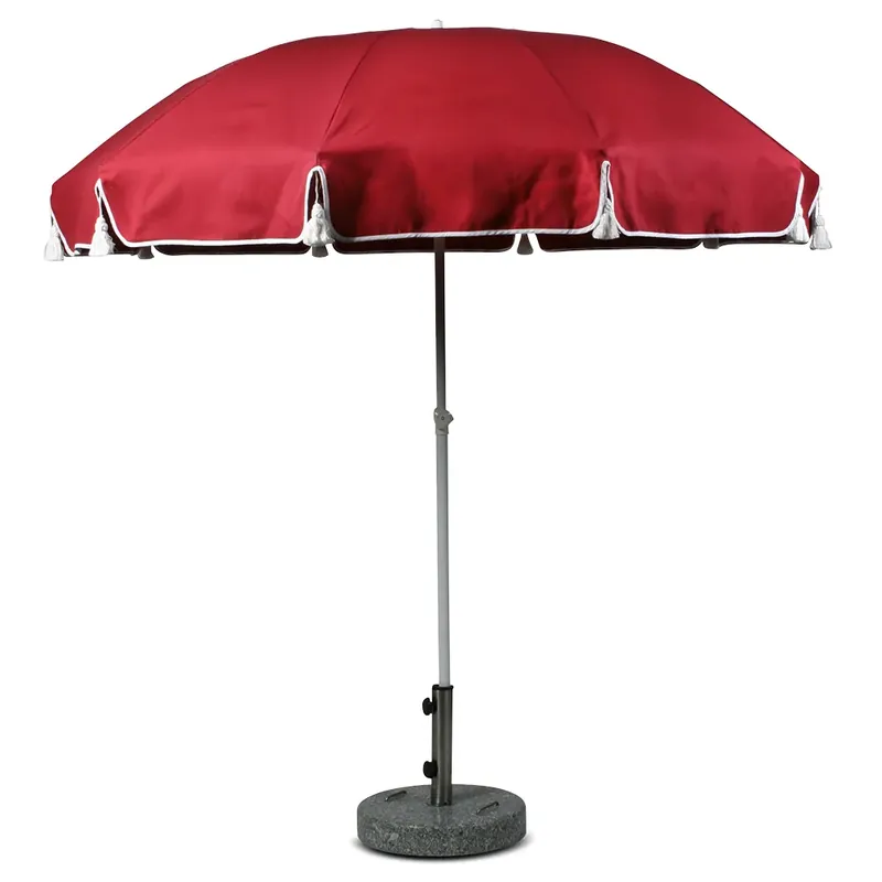 Bästa pris Parasoll 220 cm vitlack med tofsar röd 39