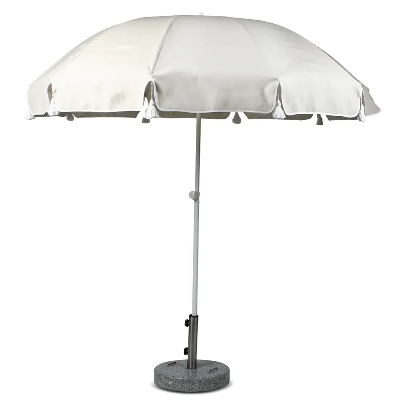Billig Parasoll 220 cm vitlack med tofsar beige 41