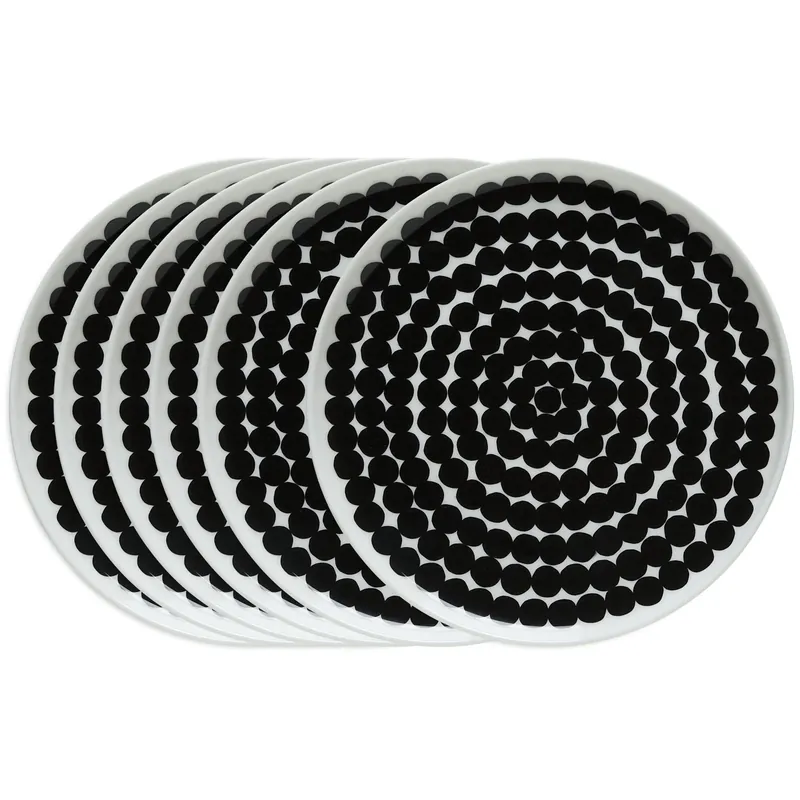 Beställ nu Räsymatto tallrik 20 cm, 6-pack svart-vit från Marimekko