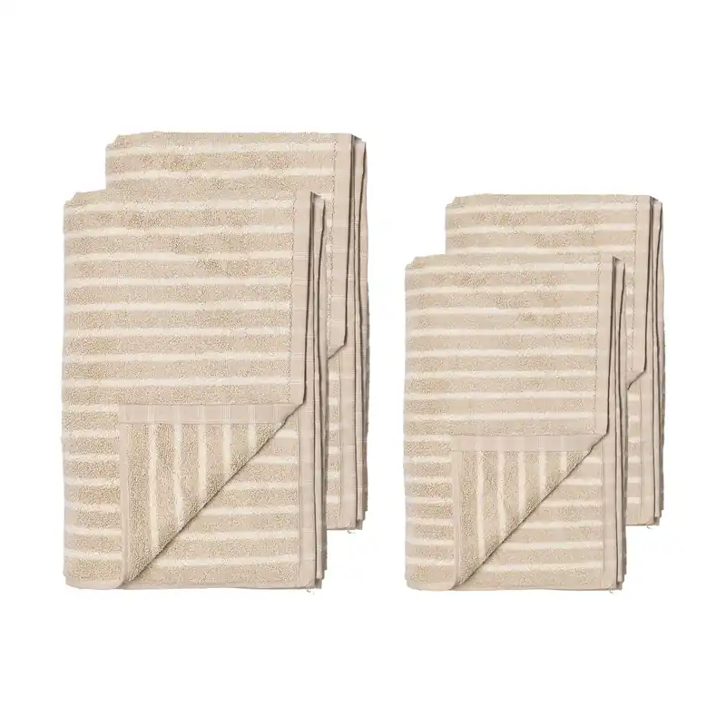 Trygg betalning Drift handduksset 4 delar - Beige-vit från Scandi Living