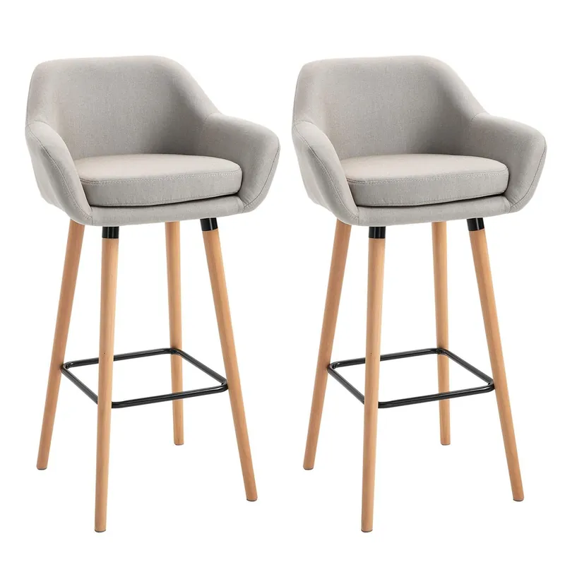 Rabatt Set med 2 bekväma linnebarstolar, beige
