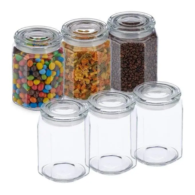 Extra rabatt set med 6 förvaringsburkar med lock 1800 ml