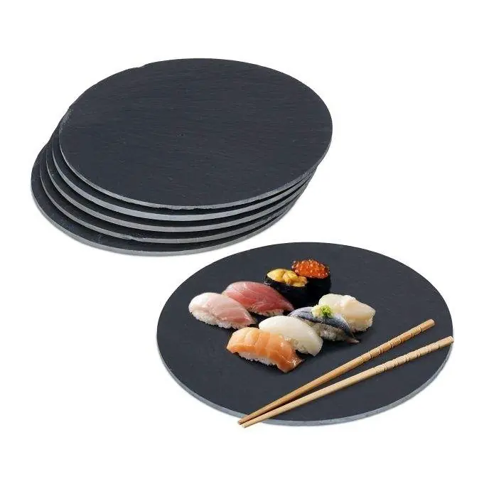 Rund skiffer tallrik set om 6 Rabatter