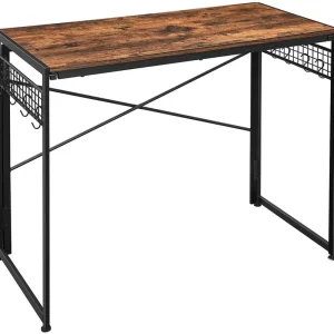 Fynd Loftstil Skrivbord i Mörk Ek med Metallkrokar