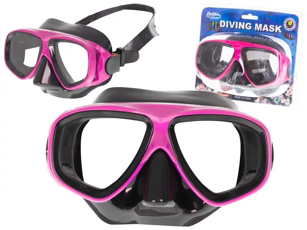 Justerbar dykmask svart/rosa i plast/silikon risnedsättning