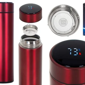 Vinröd termomugg 500ml med LED-display Begränsad tid