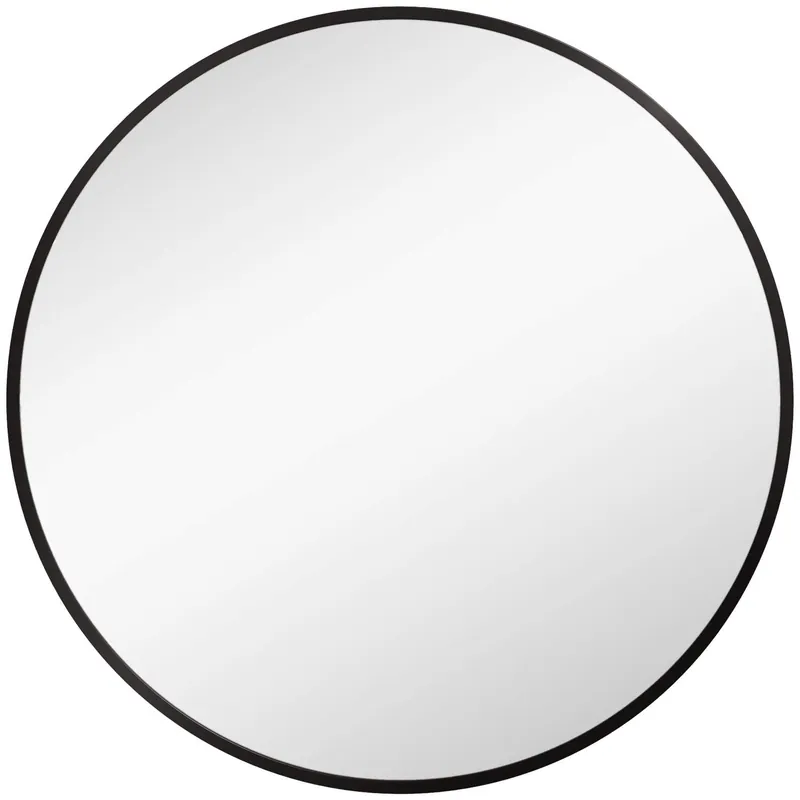 Populär Rund Badrumsspegel Ø60 cm med Svart Aluminiumram