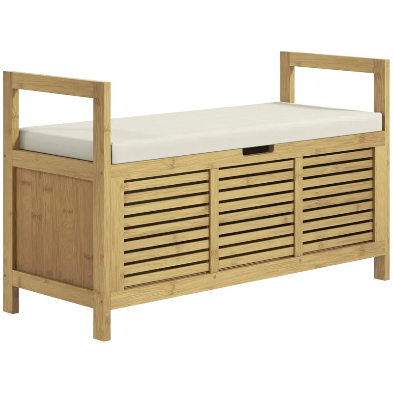 Bambu Skobänk med Fällbart Lock 100x40x60 Cm Beställ nu