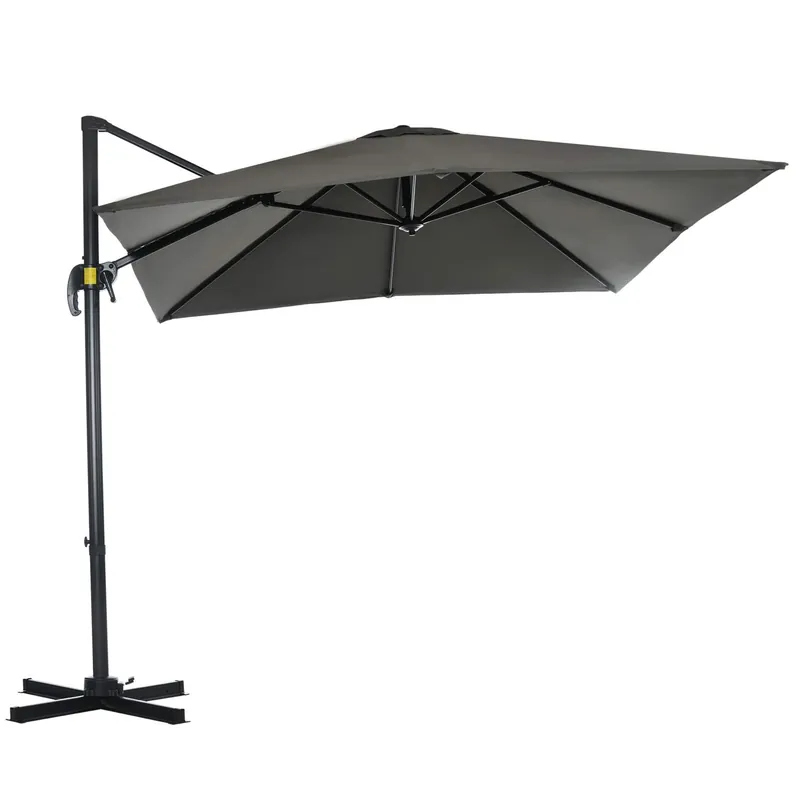 Grå Fribärande Trädgårdsparasoll 245x245cm Expressleverans