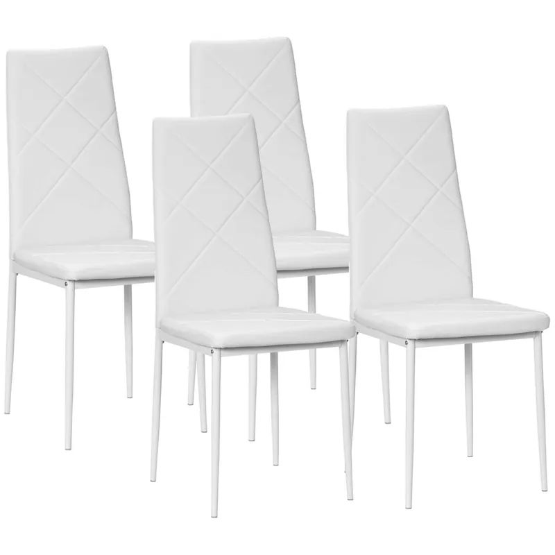 Kundfavorit Vita Vadderade Matsalsstolar i Konstläder, 4-pack