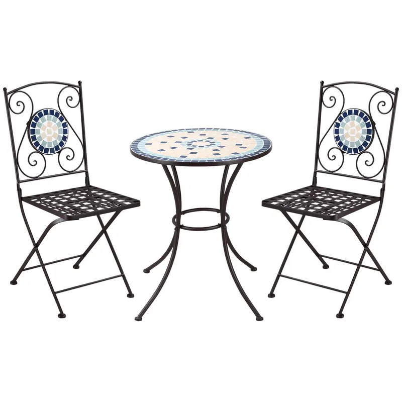Nostalgiskt Bistroset för 2, Flerfärgad Mosaik risnedsättning