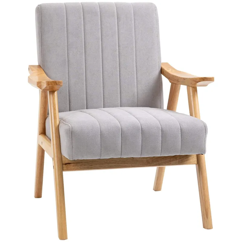 Ljusgrå Sammetsfåtölj med Armstöd i Scandi-design Bästa pris