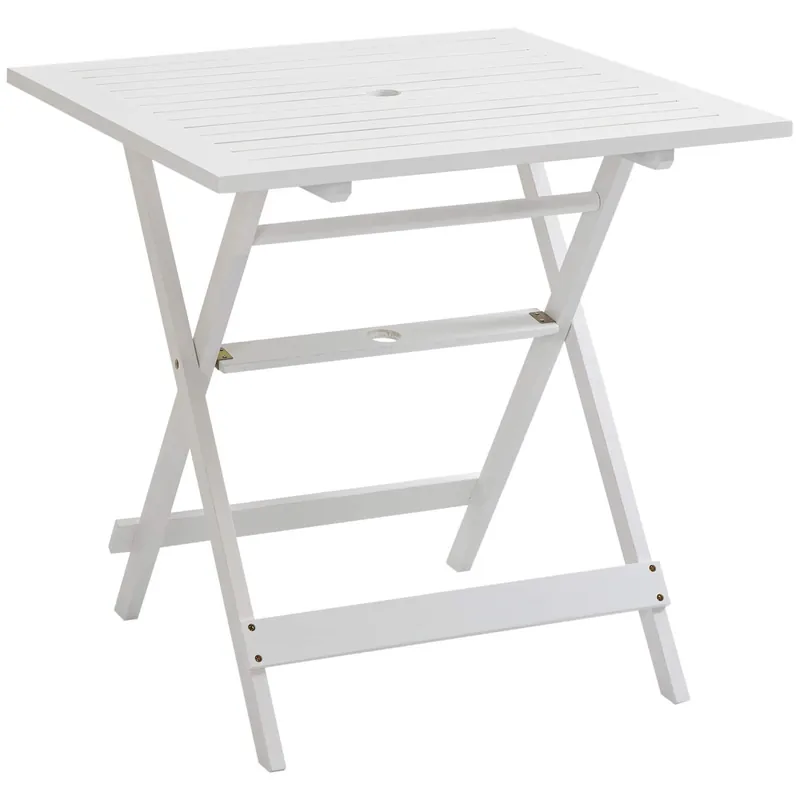 Fällbart Sidobord med Parasollhållare i Poplar 70x70x70 cm Rea