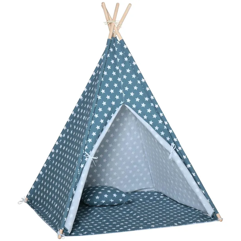 Snabb leverans Fällbart Blått Barntält Tipi 120x120x155 cm