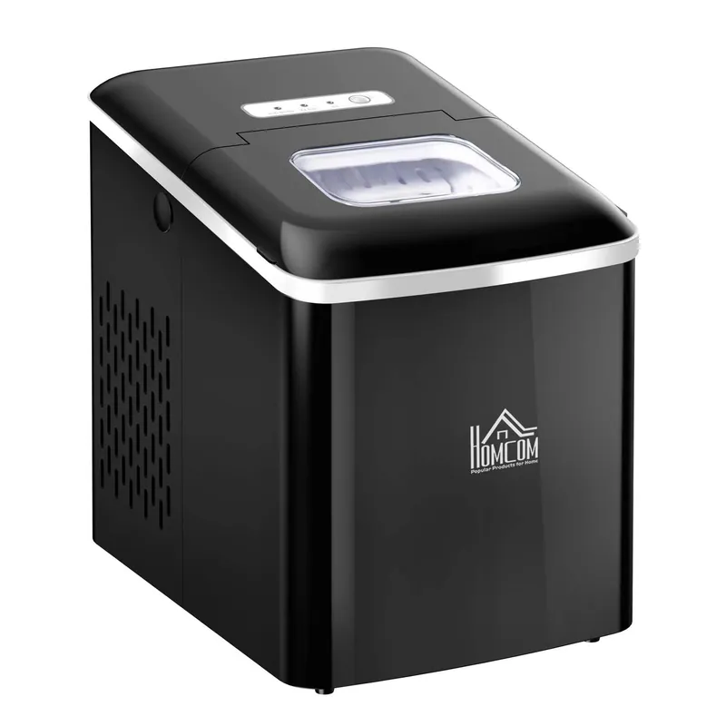 Svart Iskubsmaskin 12Kg/24H LED Självrengörande Rabatter