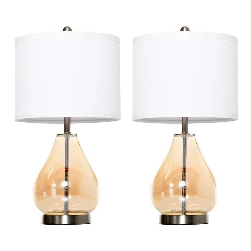 Sista chansen Set Bordslampor i Glas och Linne, E27, 40W